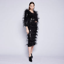 Load image into Gallery viewer, Avis Feather Sequin Dress