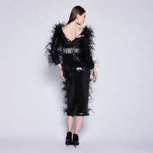 Load image into Gallery viewer, Avis Feather Sequin Dress