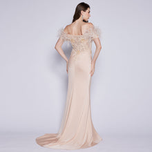 Load image into Gallery viewer, Sophia Lace Beaded Feather Gown