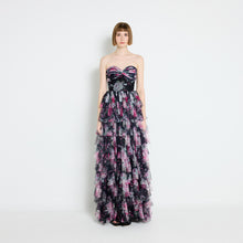 Load image into Gallery viewer, GEMY TULLE FLORAL MAXI TUBE DRESS