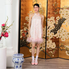 Load image into Gallery viewer, Li Mei Feather Halter Dress