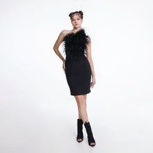 Load image into Gallery viewer, One-Shoulder Feather Dress