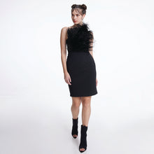 Load image into Gallery viewer, One-Shoulder Feather Dress