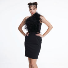 Load image into Gallery viewer, One-Shoulder Feather Dress