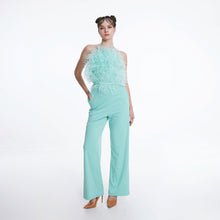 Load image into Gallery viewer, Feathered Halter Jumpsuit