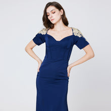 Load image into Gallery viewer, Gold Sleeve Mermaid Gown