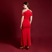 Load image into Gallery viewer, Gold Sleeve Mermaid Gown