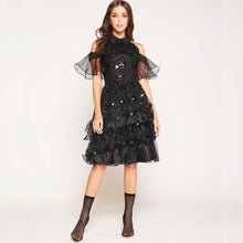 Load image into Gallery viewer, Uma Cold Shoulder Sequin Dress