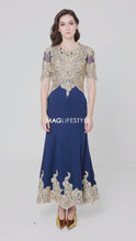 Load and play video in Gallery viewer, Barbara Gold Lace Gown