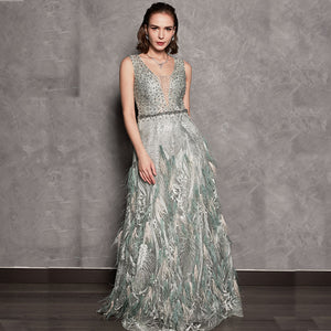 OLIVIA BEADING LACE GOWN
