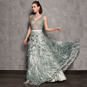 ORETTA LACE BEADING GOWN
