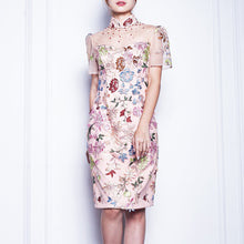 Load image into Gallery viewer, Short Embroidered Beaded Qipao