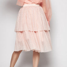 Load image into Gallery viewer, Asymmetric Tulle Midi Skirt