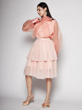 Load image into Gallery viewer, Asymmetric Tulle Midi Skirt