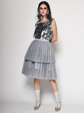 Load image into Gallery viewer, Asymmetric Tulle Midi Skirt