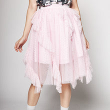 Load image into Gallery viewer, Asymmetric Tulle Midi Skirt