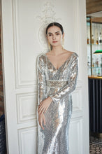 Load image into Gallery viewer, Avis Beaded Sequin Maxi Dress