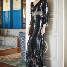 Load image into Gallery viewer, Avis Beaded Sequin Maxi Dress
