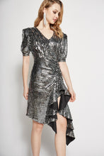 Load image into Gallery viewer, Holyn Metalic Ruffle Dress