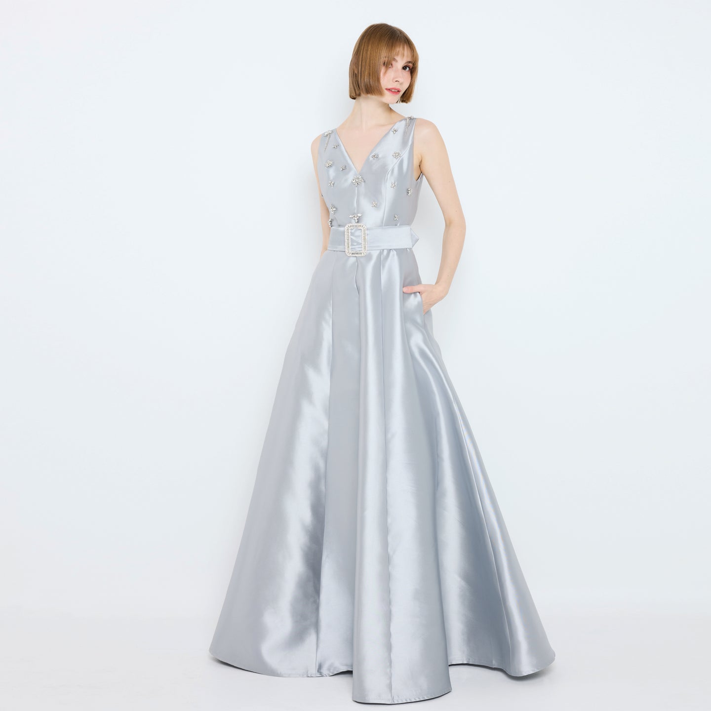 Diamante V-Neck Gown