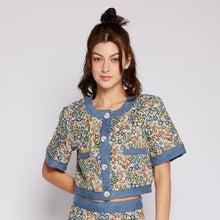 Load image into Gallery viewer, Denim Floral Blouse

