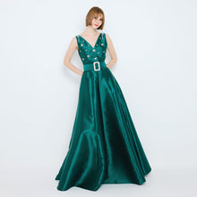 Load image into Gallery viewer, Diamante V-Neck Gown
