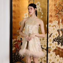 Load image into Gallery viewer, Li Mei Feather Halter Dress
