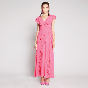 Ruffles Chiffon Maxi Dress