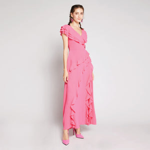 Ruffles Chiffon Maxi Dress