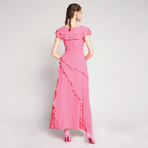 Ruffles Chiffon Maxi Dress