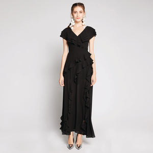 Ruffles Chiffon Maxi Dress