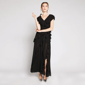 Ruffles Chiffon Maxi Dress