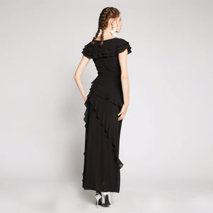 Ruffles Chiffon Maxi Dress