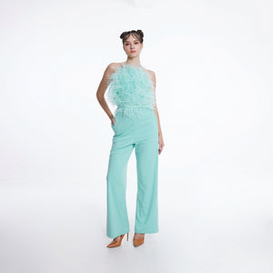 Feathered Halter Jumpsuit