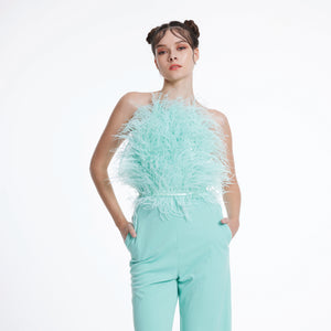 Feathered Halter Jumpsuit