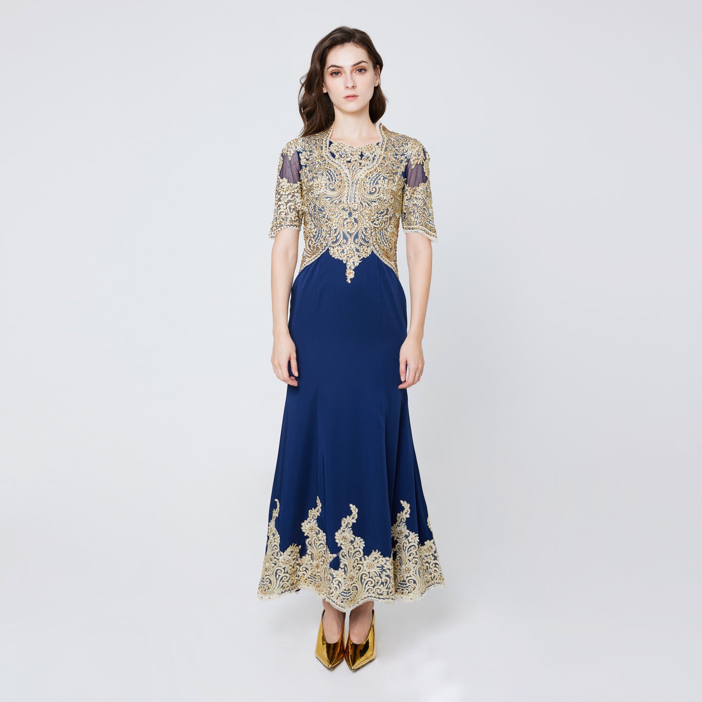 Barbara Gold Lace Gown