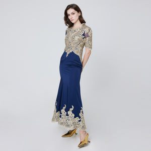 Barbara Gold Lace Gown