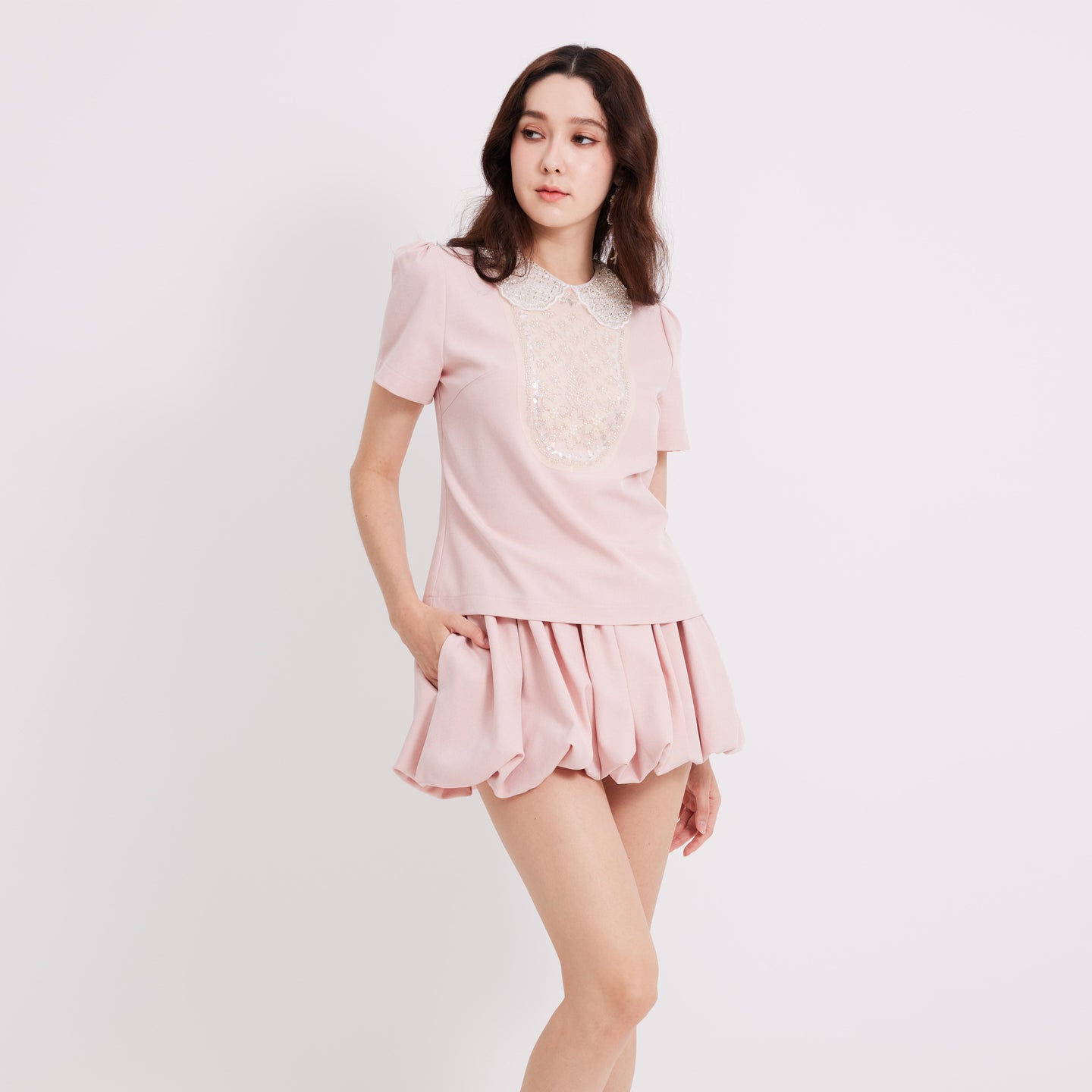Embellished Collar Top