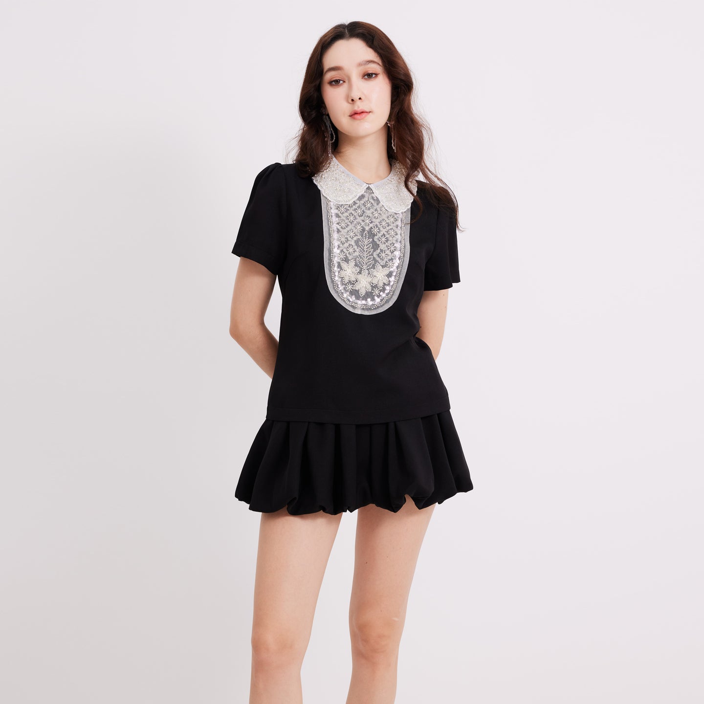 Embellished Collar Top
