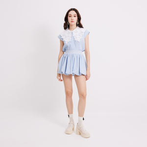 Emb Collar Top