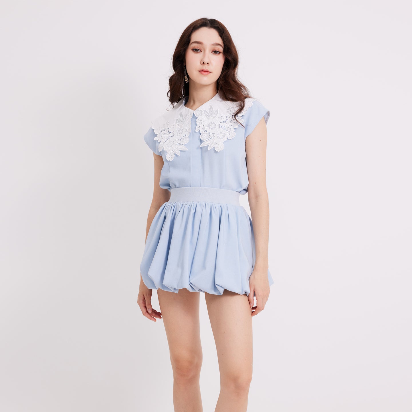 Emb Collar Top