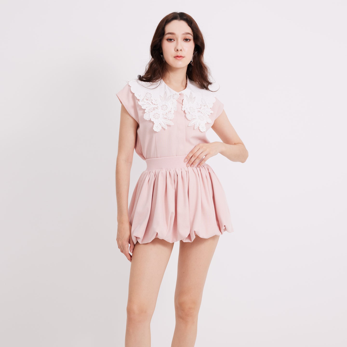 Emb Collar Top