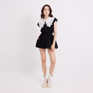 Emb Collar Top