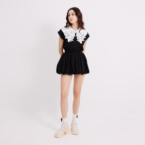 Emb Collar Top