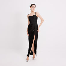 Load image into Gallery viewer, Riva Satin Strap Pleated Gown
