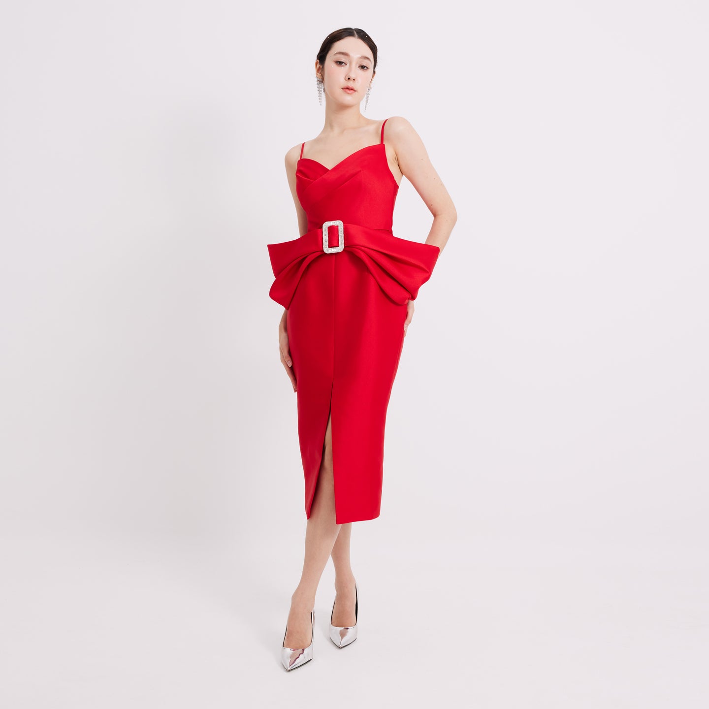 Vivien Ribbon Strap Midi Dress