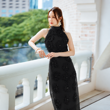 Load image into Gallery viewer, 3D FLORAL HALTER DRESS
