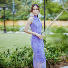 Load image into Gallery viewer, 3D FLORAL HALTER DRESS
