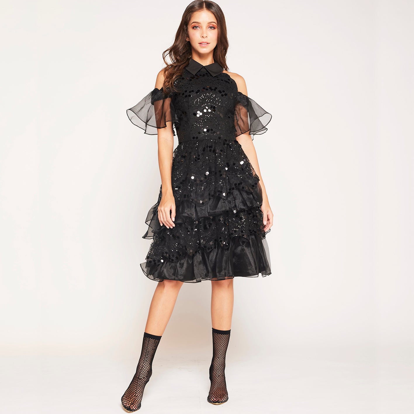 Uma Cold Shoulder Sequin Dress