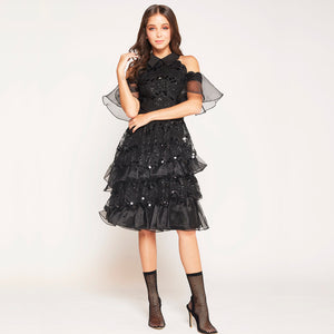 Uma Cold Shoulder Sequin Dress